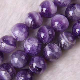 12MM Natural Amethyst Round Beads Gemstone Strand LC139  