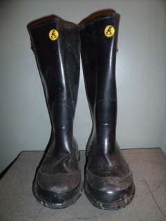 DUR ABEL BLACK CALF HIGH RUBBER BOOTS SIZE 11 NICE  