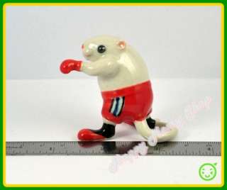   Figurine Ceramic MUAY THAI Boxing RED Mouse Farm Animal Porcelain