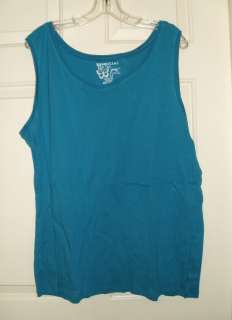 New Womens Essential Tank Top Just My Size JMS V Neck Turquoise Blue 