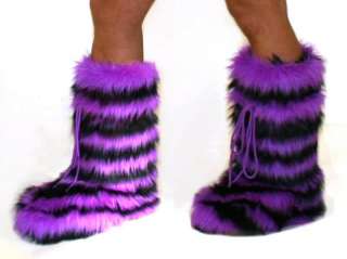 Black & Purple Fur Yeti Moon Snow Boots UK Size 7/8  