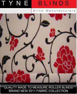 QUALITY MADE TO MEASURE ROLLER BLINDS BLACK RED CREAM  