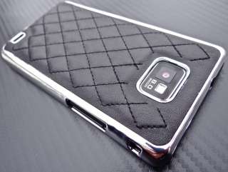 Samsung Galaxy S2 i9100 COVER hard CASE HÜLLE schale CHROM LEDER Look 