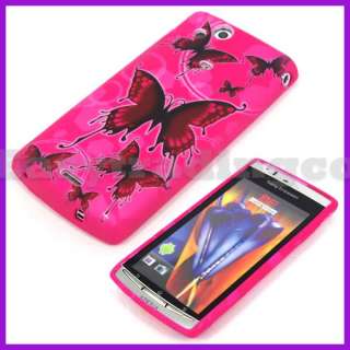 Soft Rubber Case Sony Xperia Arc X12 Hot Pink Butterfly  