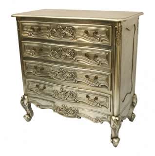 French style furniture chest of 4 drawers silver leaf designer bedroom 