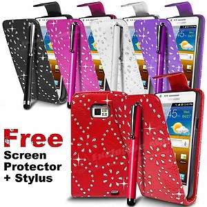 DIAMOND FLIP LEATHER CASE COVER & SCREEN PROTECTOR FOR SAMSUNG GALAXY 