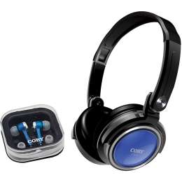 NEW COBY CV215 BLUE COMBO STEREO HEADPHONE & EARPHONE  