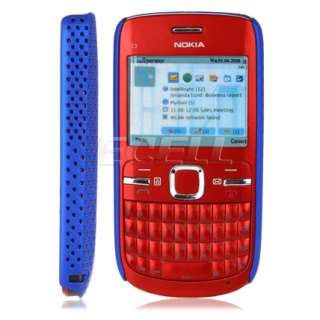 BLUE PERFORATED MESH BACK CASE COVER FOR NOKIA C3  
