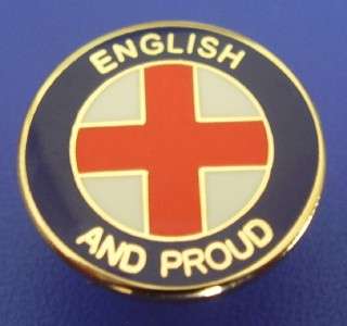 ENGLAND BADGE   ENGLISH AND PROUD   BLUE   GOLD PLATE  