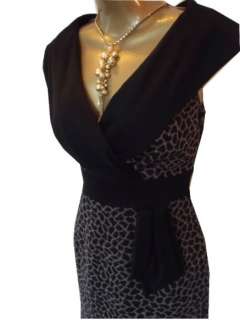 New M&S Per Una Animal Leopard Print Black Evening Dress Size 8 10 12 