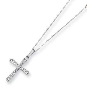   14k White Gold Diamond Fascination 18in Cross Necklace Jewelry