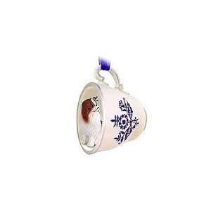  Japanese Chin Red & White Tea Cup Blue Ornament 