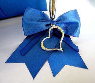 Elegant Royal Blue Silver Heart Wedding Guest Book set  