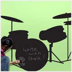 LARGE DRUMS SET CHALKBOARD WALL DECALS Musical Instruments Stickers 