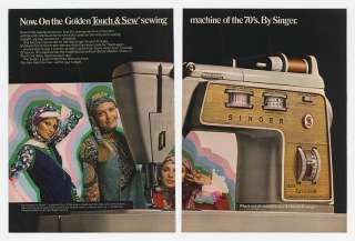 1970 Singer Touch & Sew Sewing Machine 3 Page Ad  