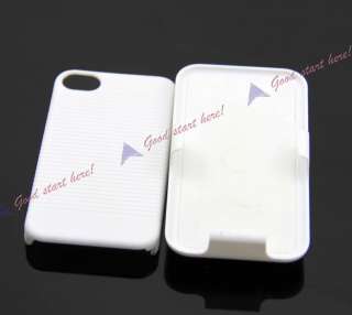 White Belt Clip Holster Hard Case Cover With Stand for Apple iPhone 4g 