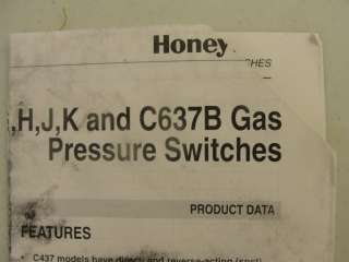 4580 NEW Honeywell C437H 1001 Gas / Air Pressure Switch  
