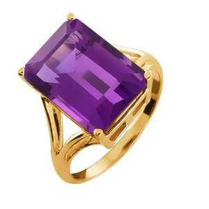    7.10 Ct Octagon Purple Amethyst 10k Yellow Gold Ring Jewelry
