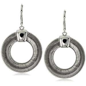 Anne Klein Silver Tone Open Ring Drop Earrings