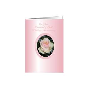  75th Wedding Anniversary Card   White and Pink Rose Card 