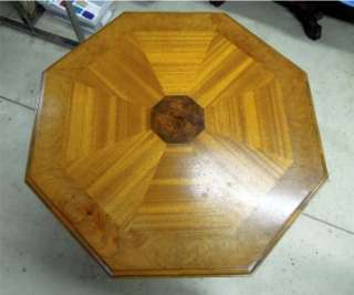 VICTORIAN, OCTAGON, HAND CARVED, SOLID WOOD, OCCASIONAL TABLE  