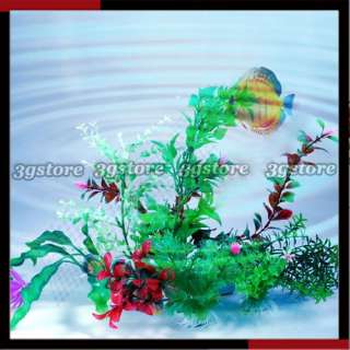 Trendy Colors 9 Pcs Aquarium Fish Tank Plastic Plants Tree Decorative 