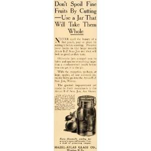 1910 Ad Atlas E Z Seal Jar Hazel Atlas Glass Wheeling   Original Print 