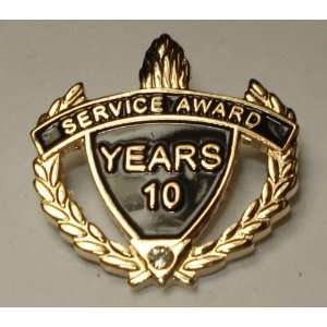  Service Award 10 Years Brass Lapel Pin With Jewel 