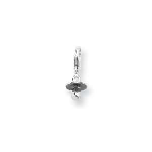   Baby Pacifier Clip on Charm in Silver for Pandora and 3mm Bracelets
