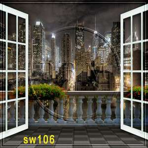   WINDOW CITY NIGHT 10x10 CP SCENIC PHOTO BACKGROUND BACKDROP Sw106