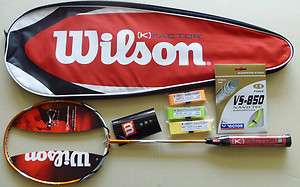 WILSON K STING badminton racket racquet + VICTOR string + 3 grip 4U 