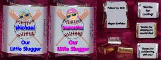   Shower Personalized Little Slugger Baseball Themed Candy Wrappers