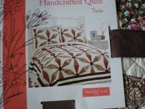 Twin Comforter Quilt Bedding Flowers Home Decor Tan New  