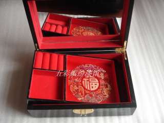 Chinese Style Beauty Lacquer Wooden Jewelry Box Case  