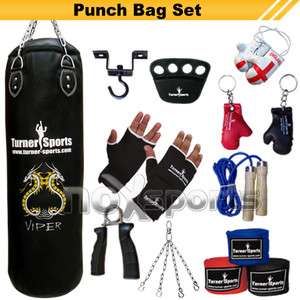 5ft Punch Bag Glove Rope Chain Wrap Key Ring Boxing Set  
