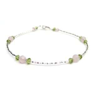  and Peridot Sterling Silver Gemstones Beaded Anklets/Ankle Bracelets