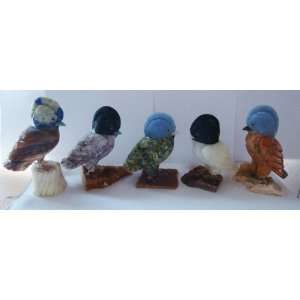  Set of Five Natural Stone Bird Figurines 