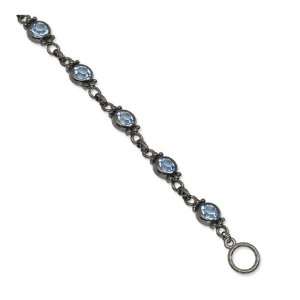  Faceted Light Blue Crystal Link 7in Toggle Bracelet 