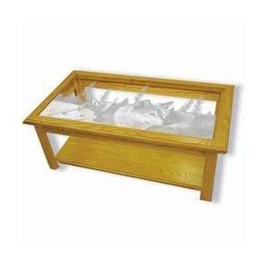   Glass Coffee Table   Blue Morning Tracker (Wolves): Home & Kitchen