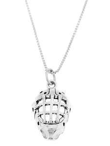 STERLING SILVER HOCKEY MASK / CATCHERS MASK CHARM WITH BOX CHAIN 