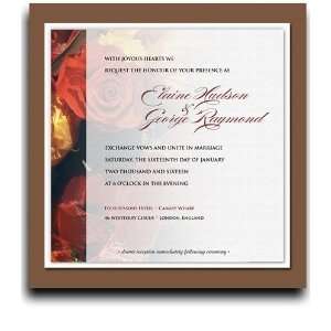  165 Square Wedding Invitations   Red Roses & Parrot Tulips 