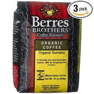 Berres Brothers Coffee Roasters Organic Sumatra Coffee, Whole Bean, 10 