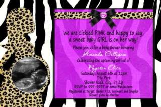 Leopard Cheetah Boy Girl Baby Shower Invitations Unisex  