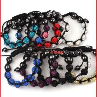   Beads Adjustable Fabric Bracelet Anklet CRYSTAL DISCO BALL  