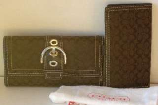 Brown Coach Clutch Wallet and Check Book Cover Used  
