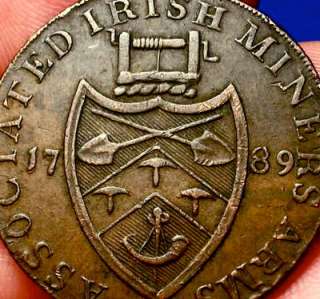 FANTASTIC OLD IRISH COINS 1789 DRUIDIAN COLONIAL HALFPENNY  