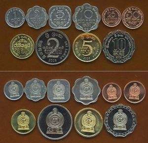 SRI LANKA 10 COIN SET COMPLETE 1 CENT 10 RUPEE UNC  