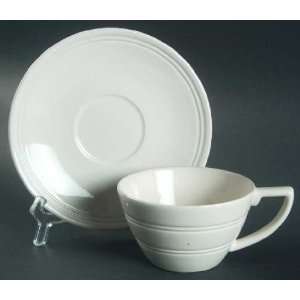   Casual Cream Flat Cup & Saucer Set, Fine China Dinnerware Kitchen