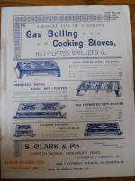 Antique S. Clark Gas Cook Stove Hot Plate Catalog 1900  