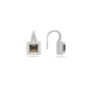   Champagne & White Diamond Cluster Earrings in 14K White Gold Jewelry